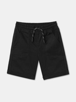R&B - Black Cotton Solid Shorts