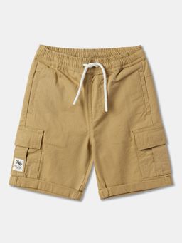 R&B - Khaki Cotton Blend Solid Shorts