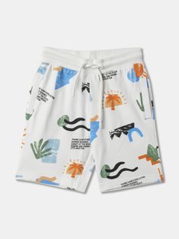 R&B - Ivory Cotton Printed Shorts