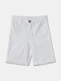 R&B - Ivory Cotton Blend Solid Shorts
