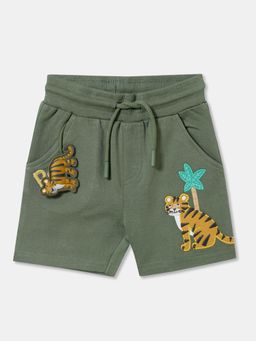 R&B - Olive Cotton Embroidered Shorts