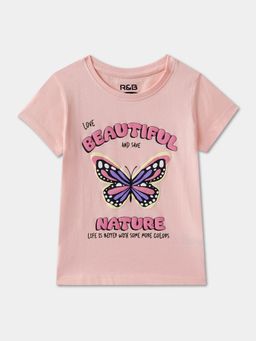 R&B - Pink Cotton Printed T-Shirt