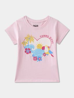 R&B - Pink Cotton Printed T-Shirt