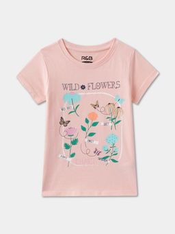 R&B - Pink Cotton Printed T-Shirt