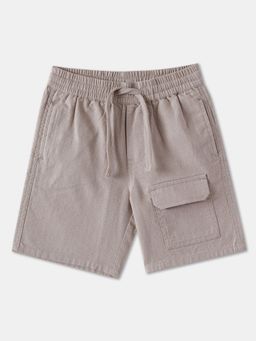 R&B - Beige Cotton Solid Shorts