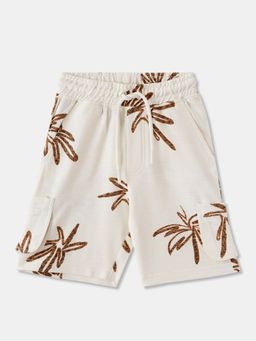 R&B - Cream Cotton Printed Shorts