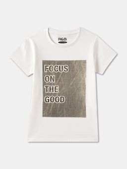 R&B - Ivory Cotton Typography T-Shirt