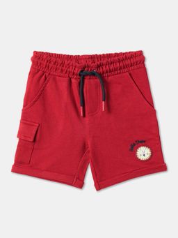 R&B - Red Cotton Solid Shorts