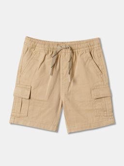 R&B - Beige Cotton Solid Shorts