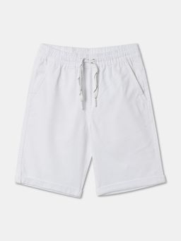 R&B - Off White Cotton Solid Shorts