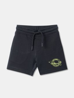 R&B - Navy Blue Cotton Printed Shorts
