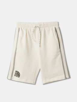 R&B - Off White Cotton Solid Shorts
