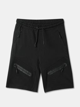 R&B - Black Polyester Solid Shorts