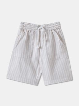 R&B - Beige Cotton Stripes Shorts