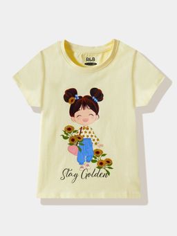 R&B - Yellow Cotton Printed T-Shirt