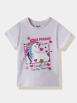 R&B - Purple Cotton Printed T-Shirt