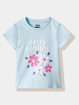 R&B - Blue Cotton Printed T-Shirt