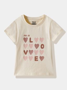 R&B - Beige Cotton Printed T-Shirt
