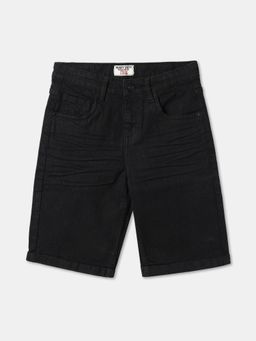 R&B - Black Cotton Solid Shorts