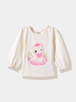 R&B - White Cotton Printed T-Shirt