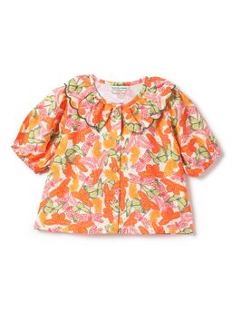 Tales & Stories - Orange Viscose Printed Top
