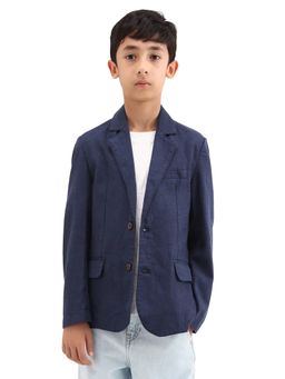 RARE ONES - Navy Blue Lyocell Blend Solid Blazer