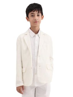 RARE ONES - Off White Lyocell Blend Solid Blazer