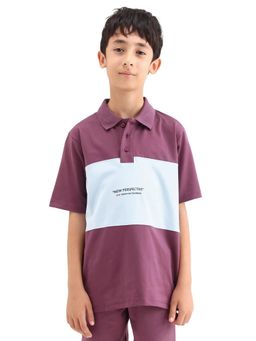 RARE ONES - Purple Cotton Colorblock Polo T-Shirt