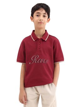 RARE ONES - Red Cotton Solid Polo T-Shirt