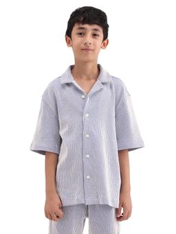 RARE ONES - Blue Cotton Blend Stripes Shirt