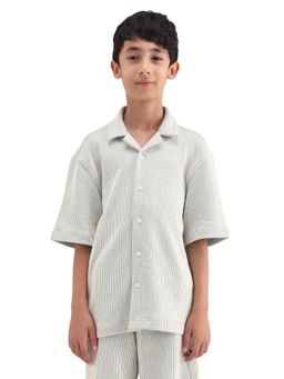 RARE ONES - Green Cotton Blend Stripes Shirt