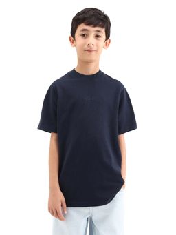 RARE ONES - Navy Blue Cotton Blend Printed T-Shirt