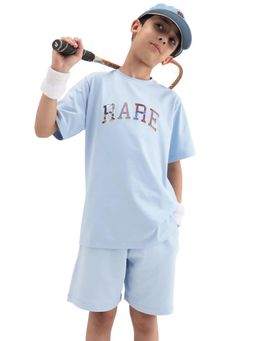 RARE ONES - Blue Cotton Printed T-Shirt