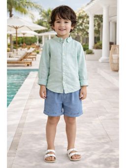 ZIP ZAP ZOOP - Blue Cotton Solid Shirt With Shorts