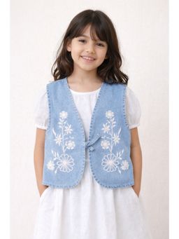 ZIP ZAP ZOOP - Blue Cotton Embroidered Jacket