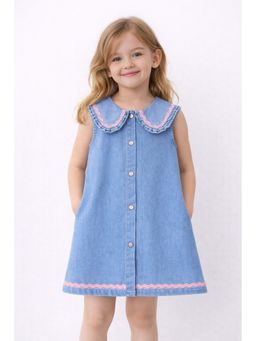 ZIP ZAP ZOOP - Blue Cotton Solid Dress