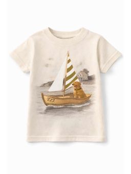 ZIP ZAP ZOOP - Cream Cotton Printed T-Shirt