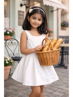 ZIP ZAP ZOOP - White Cotton Solid Dress
