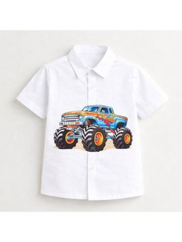 ZIP ZAP ZOOP - White Cotton Printed Shirt