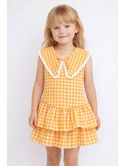 ZIP ZAP ZOOP - Orange Cotton Checks Dress
