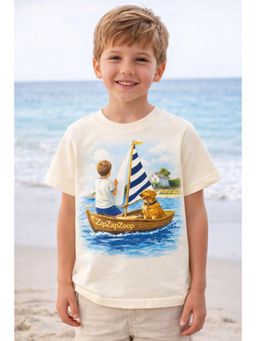 ZIP ZAP ZOOP - White Cotton Printed T-Shirt