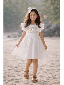 ZIP ZAP ZOOP - White Cotton Printed Dress