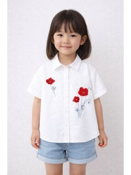 ZIP ZAP ZOOP - White Cotton Embroidered Shirt