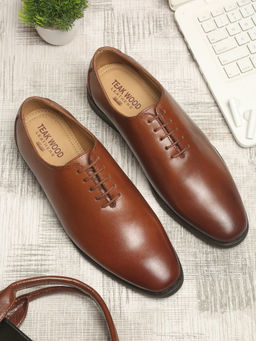 Teakwood - Tan Solid Genuine Leather Formal Oxfords