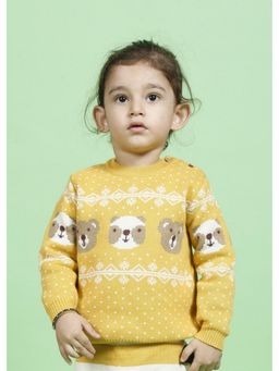 Kids of Greendeer - Enchanting Bear Jacquard Sweater - Mimosa Yellow