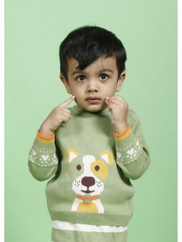 Kids of Greendeer - Cheerful Dog Sweater - Pistachio Green
