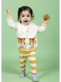 Kids of Greendeer - Adorable Tiger Sweater With Lower - Crème & Mimosa Yellow (Set of 2)