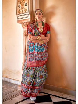 Elora - Ethnic Wear Printed Patola Silk Saree (Grey)