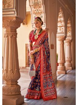Elora - Ethnic Wear Printed Patola Silk Saree (Blue)