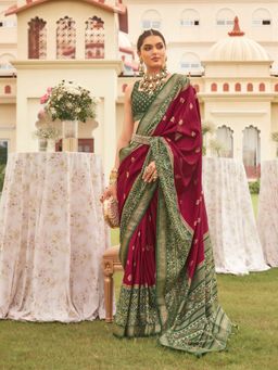 Elora - Ethnic Wear Printed Patola Silk Saree (Maroon)